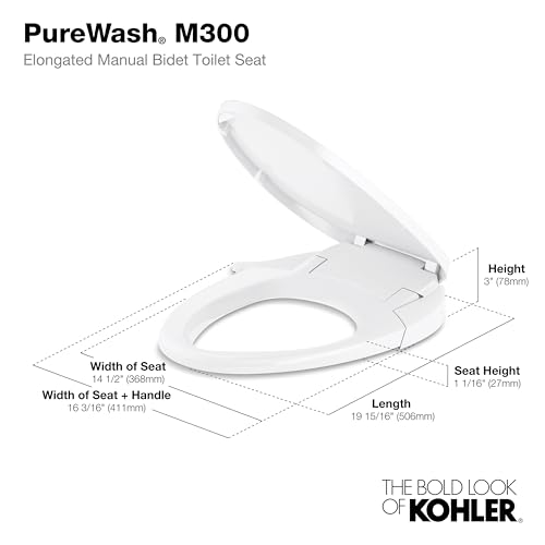 New KOHLER Purewash M300 Elongated Manual Bidet Toilet Seat (White) - Kidsy