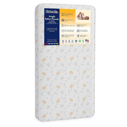 New Kolcraft 2 - Stage Antibacterial Baby Crib Mattress and Toddler Bed Mattress (Jungle Safari) - Kidsy