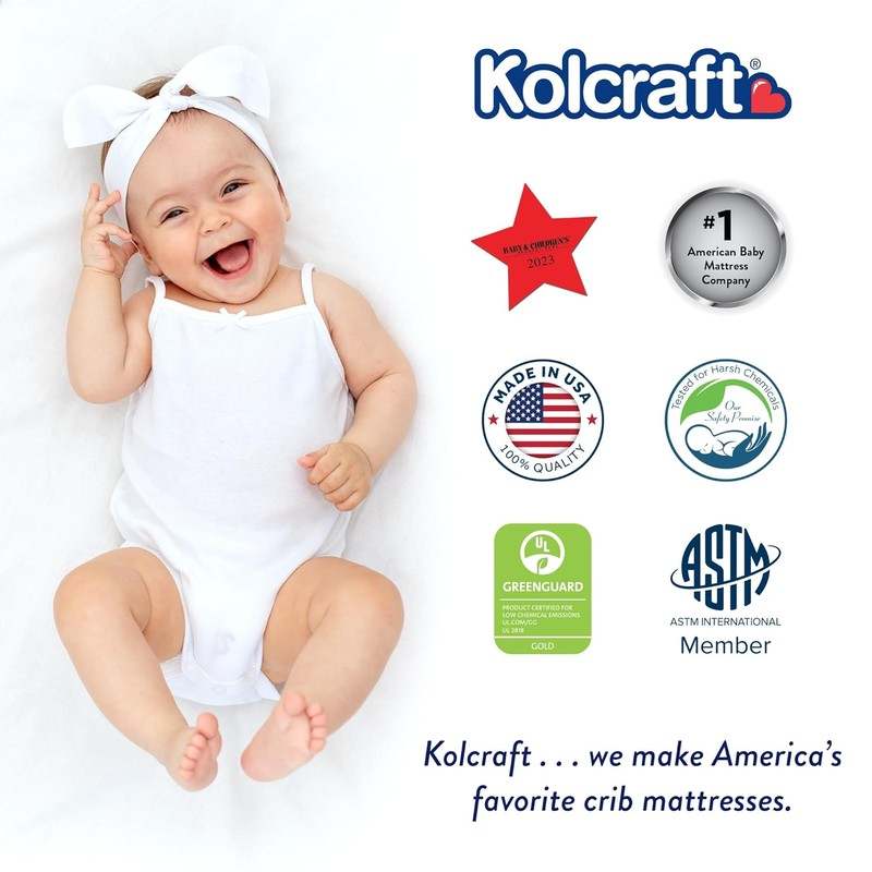 New Kolcraft BabyPedic Premium Crib & Toddler Mattress 52x28 Inch (White) - Kidsy