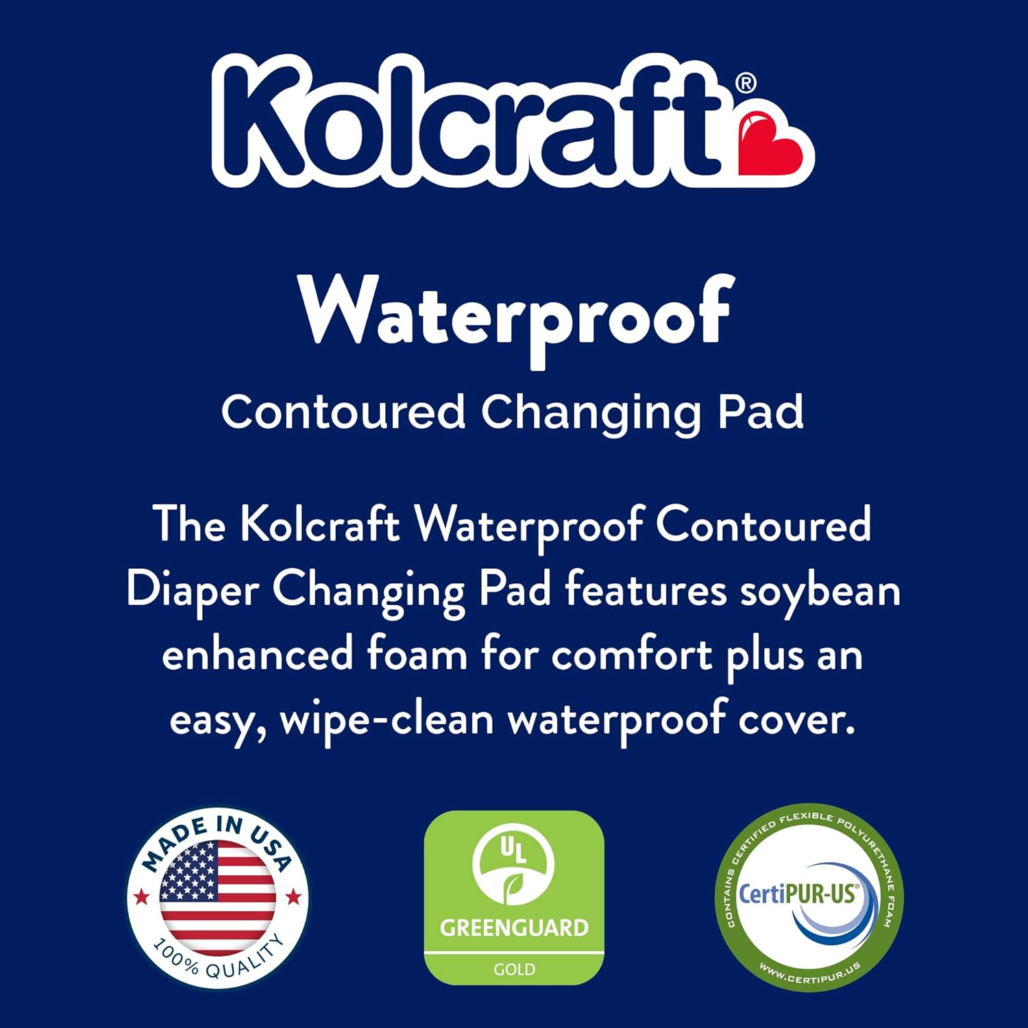 New Kolcraft Waterproof Contoured Wipeable Baby Diaper Changing Pad 16'x32' (White) - Kidsy