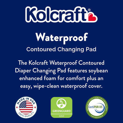 New Kolcraft Waterproof Contoured Wipeable Baby Diaper Changing Pad 16'x32' (White) - Kidsy
