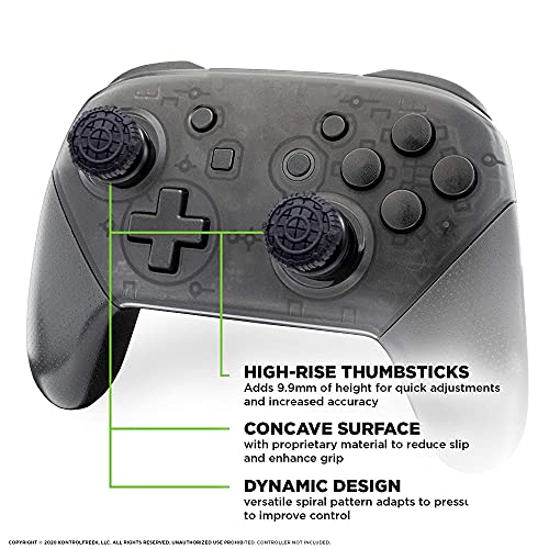 New KontrolFreek FPS Freek Battle Royale Nightfall for Nintendo Switch Pro Controller | Performance Thumbsticks | 2 High - Rise Concave | Black - Kidsy