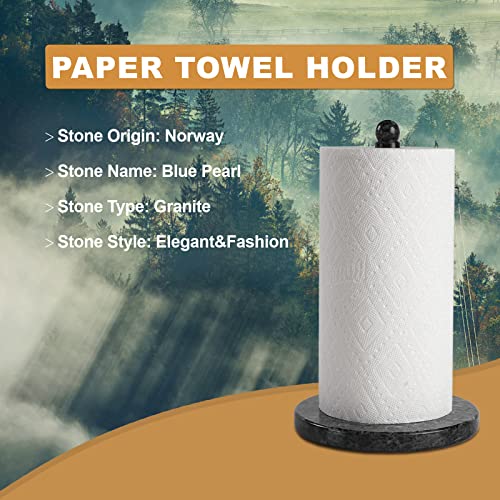 New Koville Koville Norwegian Natural Granite Paper Towel Holder Blue Grey Granite - blue Pearl Stone Rod 8" Base - Kidsy
