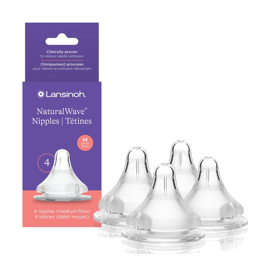New Lansinoh NaturalWave Medium Flow Bottle Nipples 4 Count - Kidsy