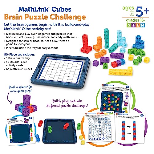 New Learning Resources MathLink Cubes Brain Puzzle Challenge (80 Pieces) - Kidsy