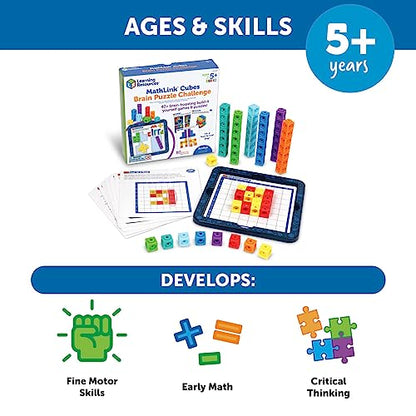 New Learning Resources MathLink Cubes Brain Puzzle Challenge (80 Pieces) - Kidsy