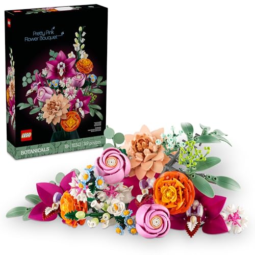 New LEGO Botanicals Pretty Pink Flower Bouquet Building Set (10342) - Kidsy
