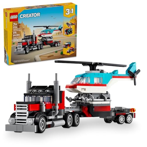New LEGO Creator 3 in 1 Flatbed Truck with Helicopter Toy (31146) - Kidsy