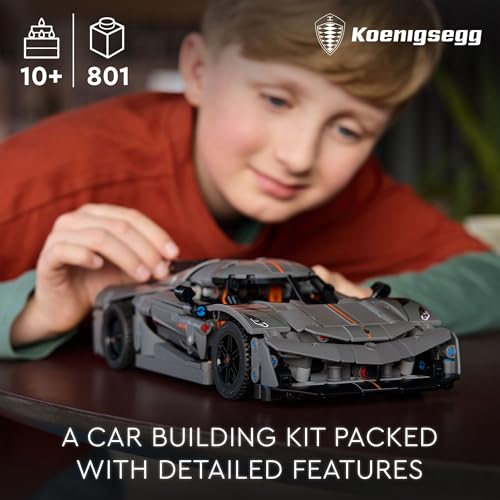 New LEGO Technic Koenigsegg Jesko Absolut Grey Hypercar, Sports Car Building Set (42173) - Kidsy