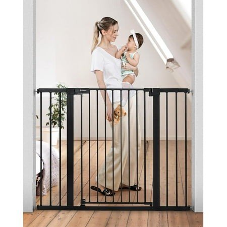 New LIANMEI 36 Extra Tall Baby Gate for Stairs Doorways Fits Openings 29.5 to 48.8 Wide (Black) - Kidsy