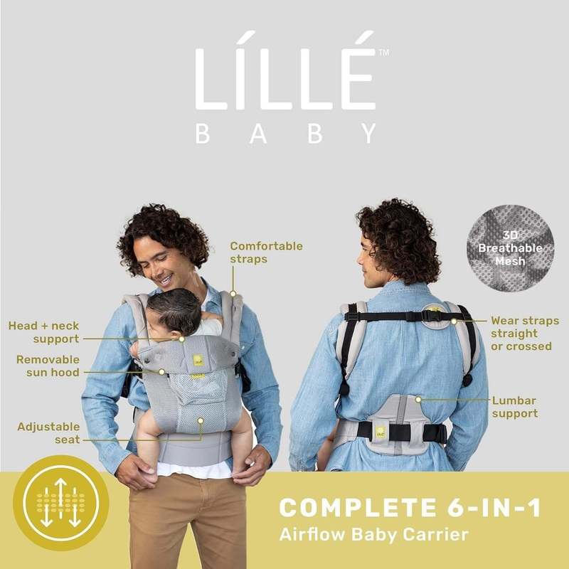 New LÍLLÉbaby Complete Airflow Ergonomic 6 - in - 1 Baby Carrier with Lumbar Support (7 - 45 Pounds | Silver) - Kidsy