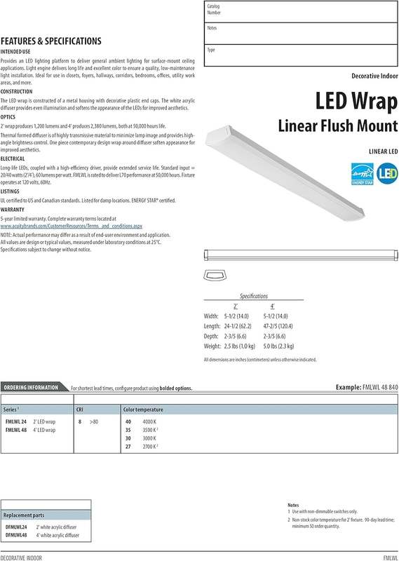 New Lithonia Lighting 2 Foot LED Light Fixture | 3000K Warm White, 120V, 24 - Inch (FMLWL 24 830) - Kidsy