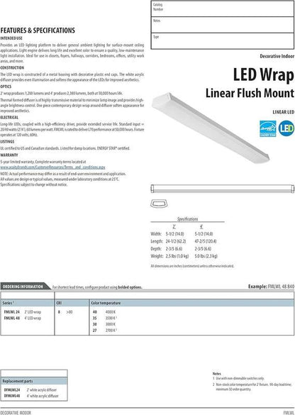 New Lithonia Lighting 2 Foot LED Light Fixture | 3000K Warm White, 120V, 24 - Inch (FMLWL 24 830) - Kidsy
