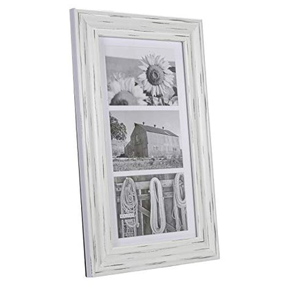New Malden International Designs Whitman White Wash Matted 3 Opening Collage Wood Picture Frame, 5 by 7 - Inch - Kidsy