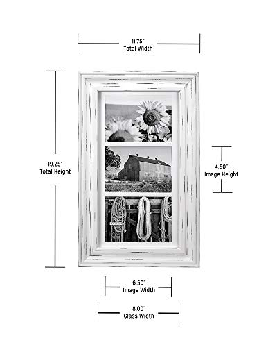 New Malden International Designs Whitman White Wash Matted 3 Opening Collage Wood Picture Frame, 5 by 7 - Inch - Kidsy