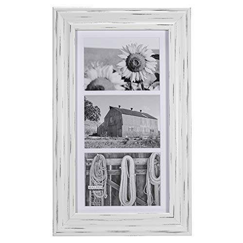 New Malden International Designs Whitman White Wash Matted 3 Opening Collage Wood Picture Frame, 5 by 7 - Inch - Kidsy