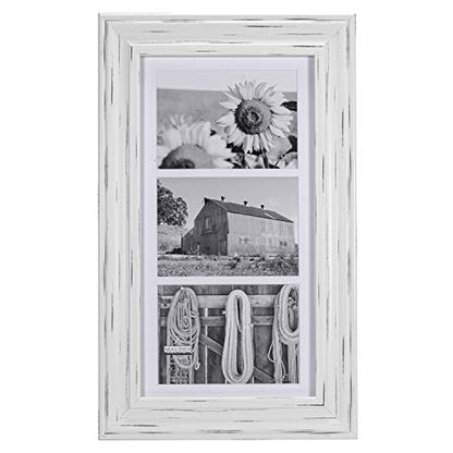New Malden International Designs Whitman White Wash Matted 3 Opening Collage Wood Picture Frame, 5 by 7 - Inch - Kidsy