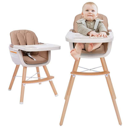 New Mallify 3 - in - 1 Convertible Wooden High Chair (Brown) - Kidsy