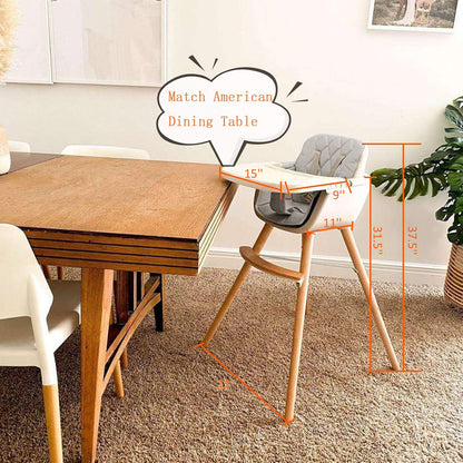 New Mallify 3 - in - 1 Convertible Wooden High Chair with Adjustable Legs (Gray) - Kidsy