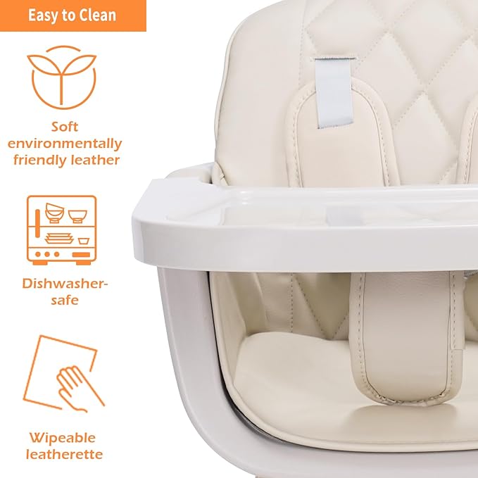 New Mallify 3 - in - 1 Wooden Convertible High Chair (Beige) - Kidsy
