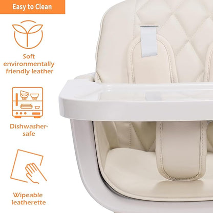 New Mallify 3 - in - 1 Wooden Convertible High Chair (Beige) - Kidsy