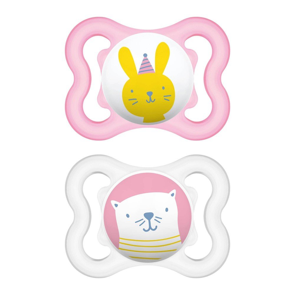 New MAM Mini Air Pacifier 0–6 Months, 2 - Pack (Pink) - Kidsy