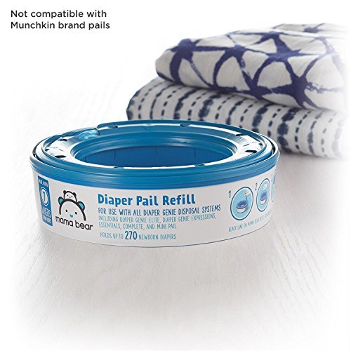 New Mama Bear Diaper Pail Refills for Genie Pails, Unscented, 270 Count - Kidsy