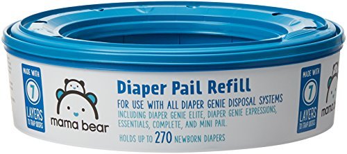 New Mama Bear Diaper Pail Refills for Genie Pails, Unscented, 270 Count - Kidsy