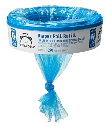 New Mama Bear Diaper Pail Refills for Genie Pails, Unscented, 270 Count - Kidsy