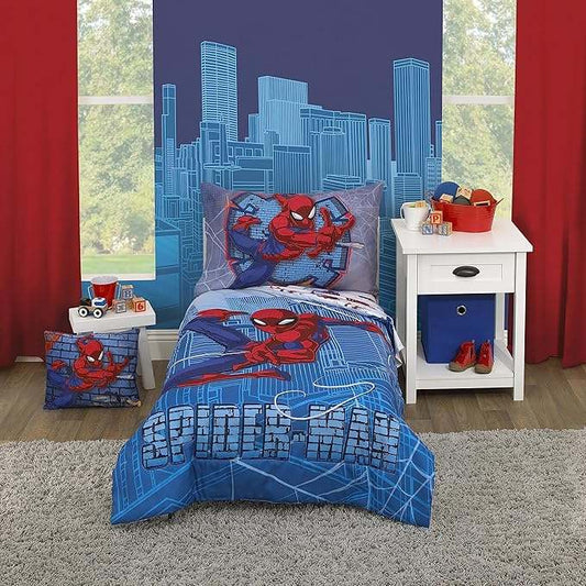 New Marvel Spiderman Wall Crawler 4 - Piece Toddler Bed Set - Kidsy