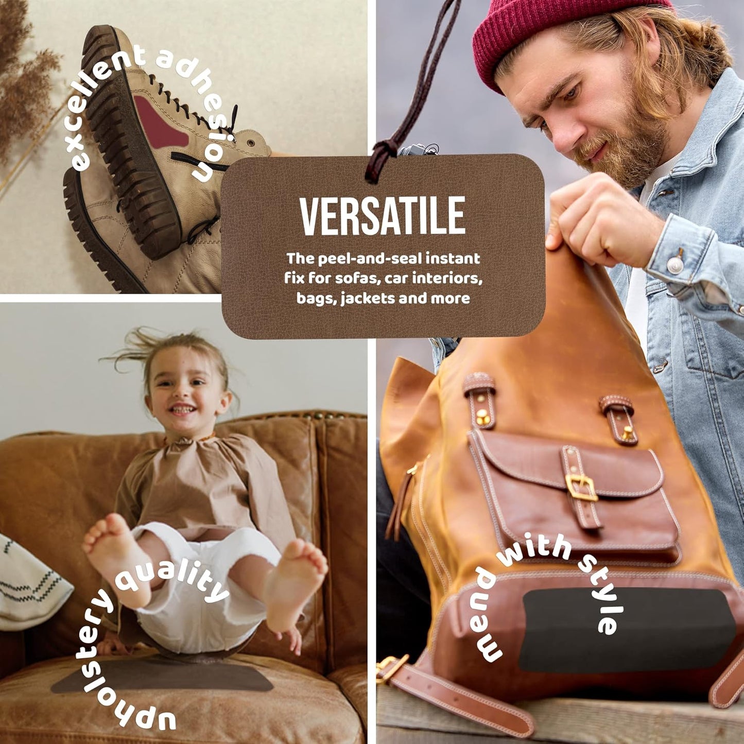 New MASTAPLASTA Self - Adhesive Leather Repair Tape - 60 × 4 Inch (Tan) - Kidsy