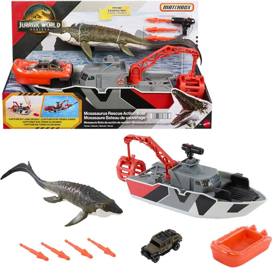 New Matchbox Jurassic World Dino Boat & Mosasaurus Playset - Kidsy