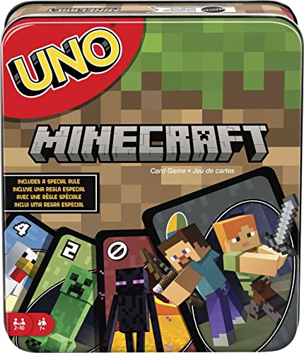 New Mattel Games UNO Card Game, Themed to Minecraft Video Game