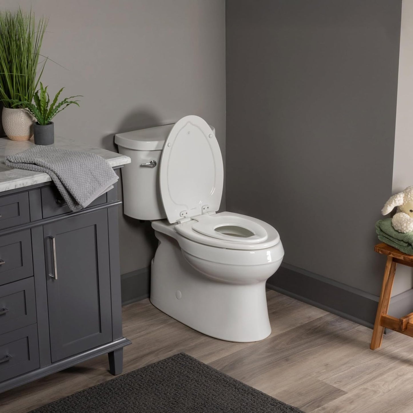 New Mayfair NextStep2 Toilet Seat with Built - In Potty Training Seat (White) - Kidsy