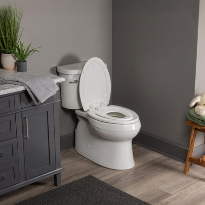 New Mayfair NextStep2 Toilet Seat with Built - In Potty Training Seat (White) - Kidsy