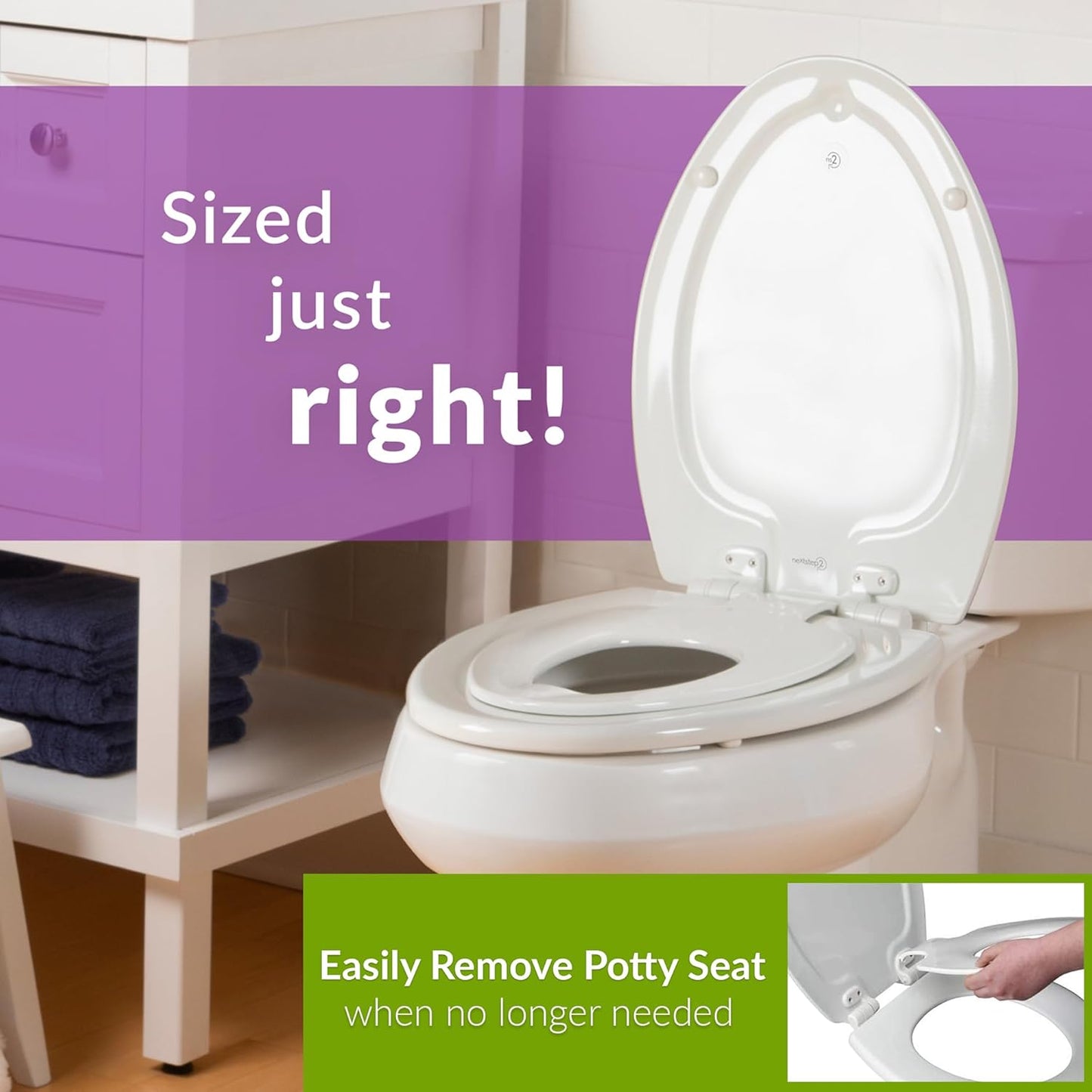New Mayfair NextStep2 Toilet Seat with Built - In Potty Training Seat (White) - Kidsy