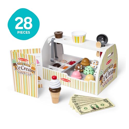 New Melissa and Doug Wooden Scoop and Serve Ice Cream Counter Playset - Kidsy