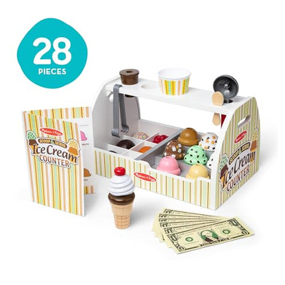 New Melissa and Doug Wooden Scoop and Serve Ice Cream Counter Playset - Kidsy