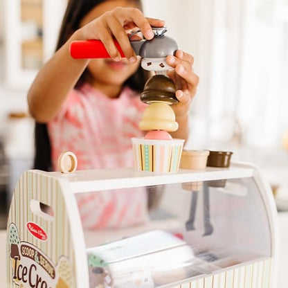 New Melissa and Doug Wooden Scoop and Serve Ice Cream Counter Playset - Kidsy