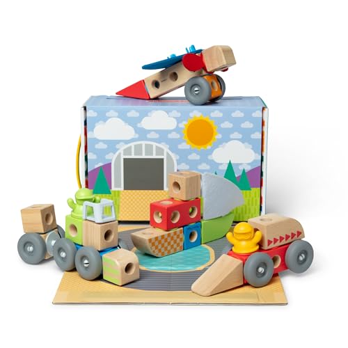 New Melissa & Doug Blockables Vehicles 54-Piece Wooden Block Set
