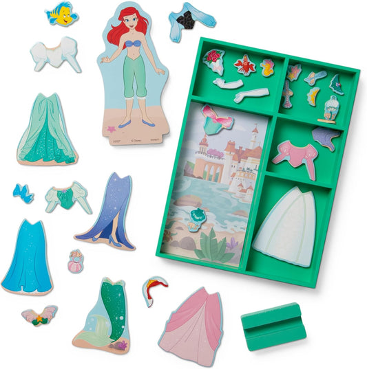 New Melissa & Doug Disney Princess Ariel Magnetic Dress - Up Set 30+ Pieces - Kidsy