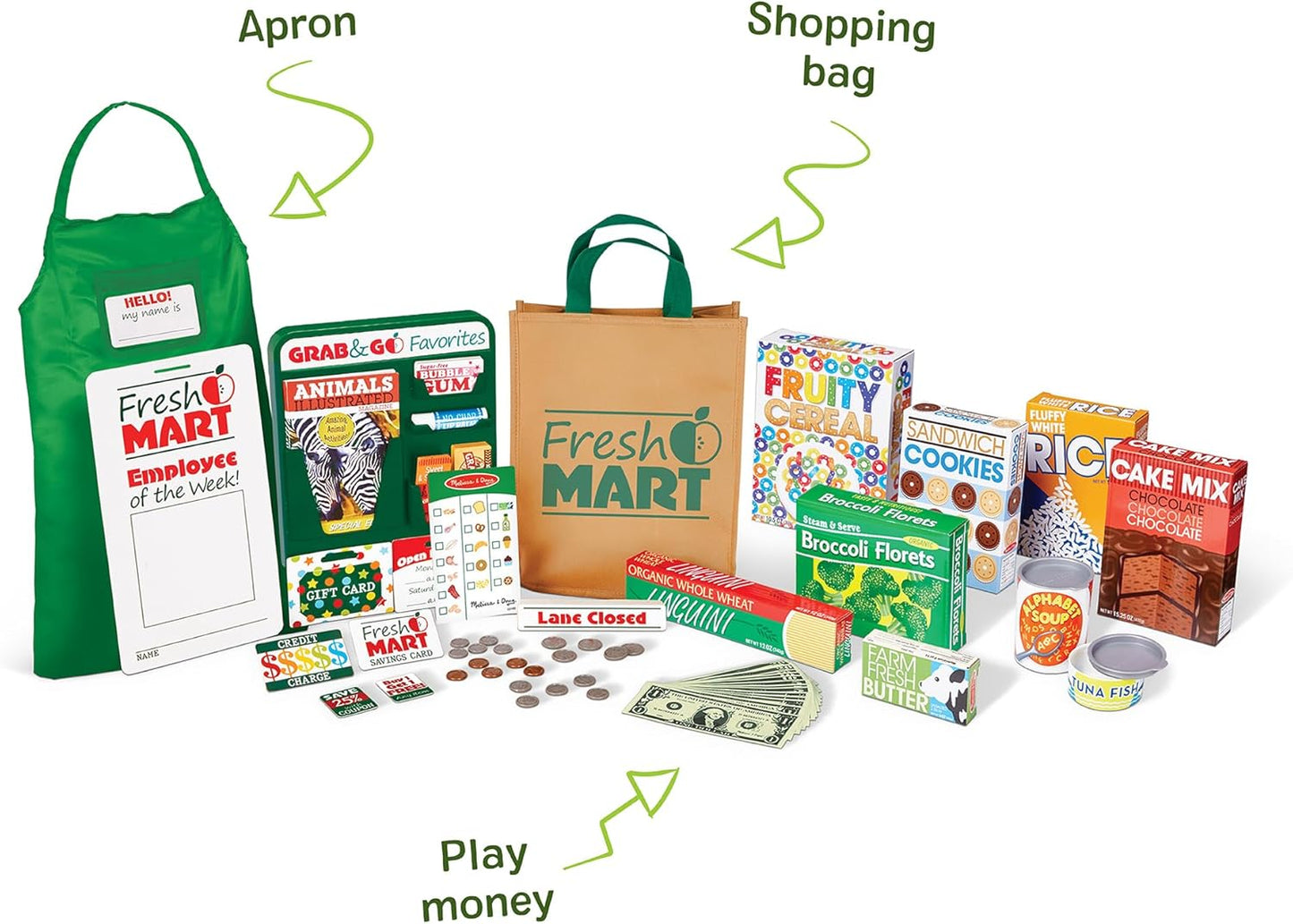 New Melissa & Doug Fresh Mart Companion Set, Grocery Store Pretend Play Toys - Kidsy