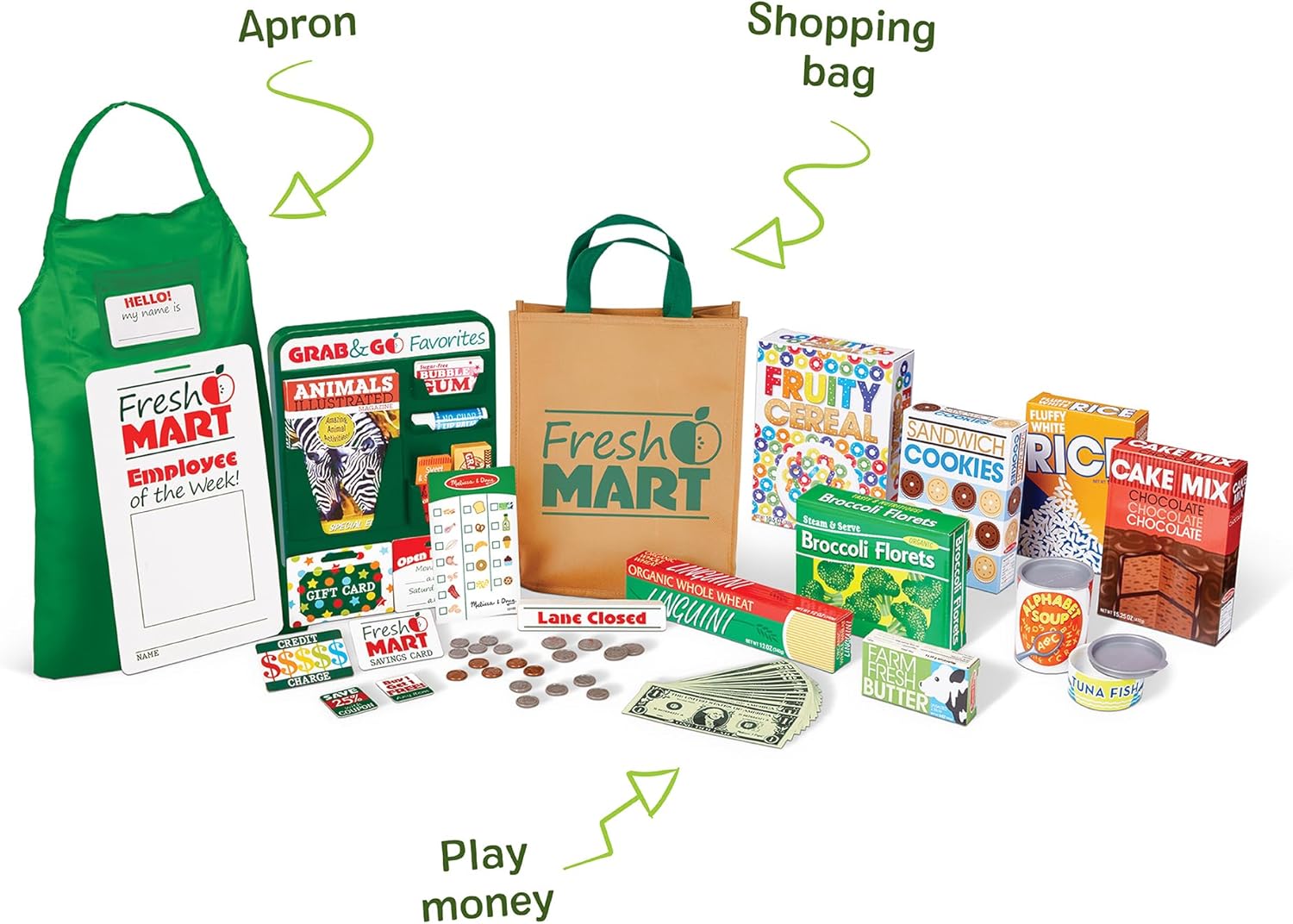 New Melissa & Doug Fresh Mart Companion Set, Grocery Store Pretend Play Toys - Kidsy