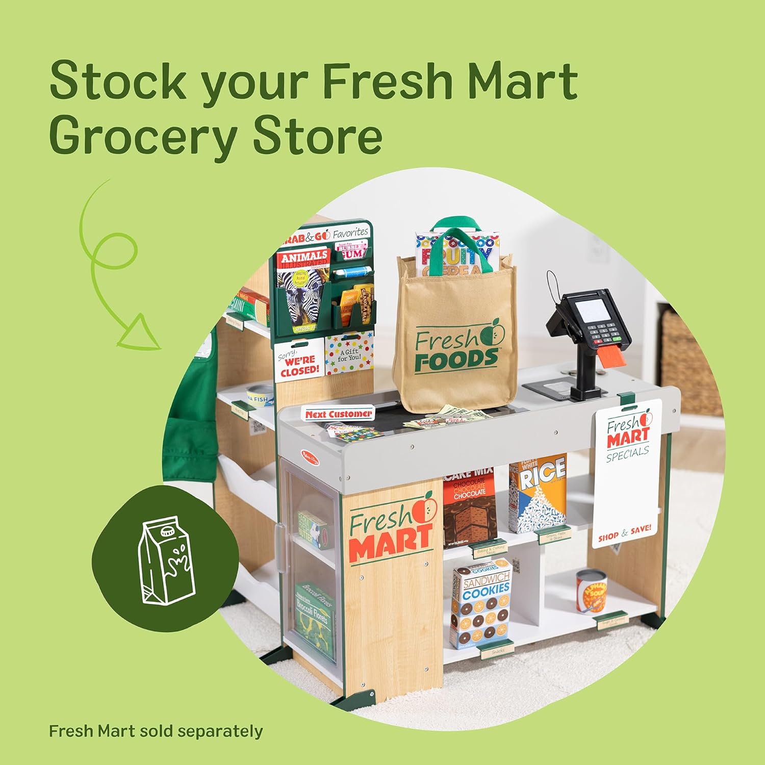 New Melissa & Doug Fresh Mart Companion Set, Grocery Store Pretend Play Toys - Kidsy