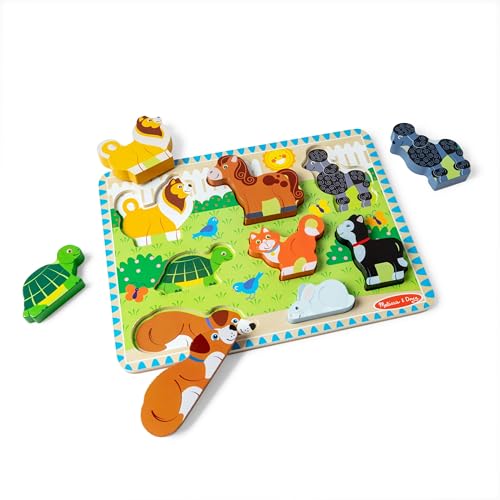 New Melissa & Doug Pets Wooden Chunky Puzzle 8 - Piece Learning Toy - Kidsy