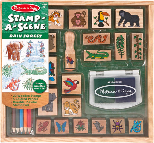 New Melissa & Doug Stamp - a - Scene Rain Forest Stamp Set - Kidsy