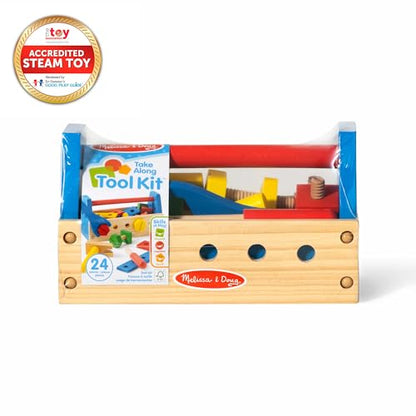 New Melissa & Doug Take - Along Wooden Tool Kit (24 Pieces) - Kidsy