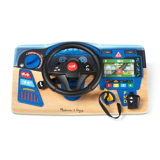 New Melissa & Doug Vroom & Zoom Wooden Steering Wheel Dashboard Toy - Kidsy