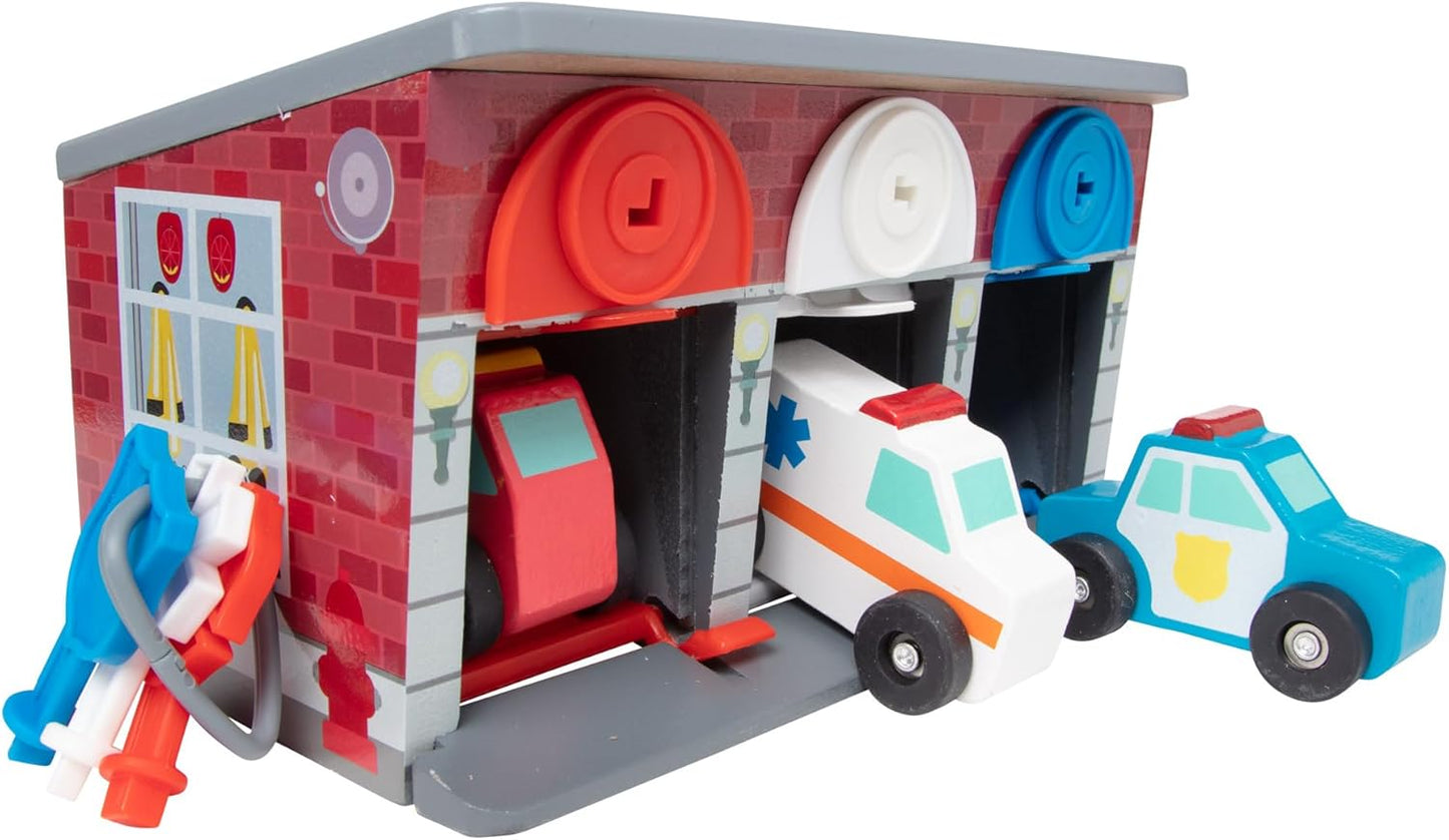 New Melissa & Doug Wooden Rescue Vehicles and Garage Play Set (7 Pieces) - Kidsy