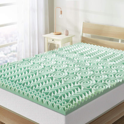 New Mellow 5-Zone Memory Foam Mattress Topper, 1.5 Inch Twin XL (Aloe) - Kidsy